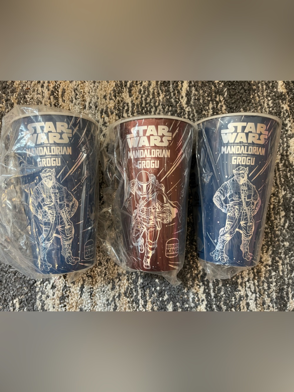 Star Wars Mandalorian Grogu Collectible Cups - Blue & Maroon set of 3